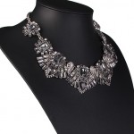 Rene Smokey Grey Art Deco Crystal Bib Necklace